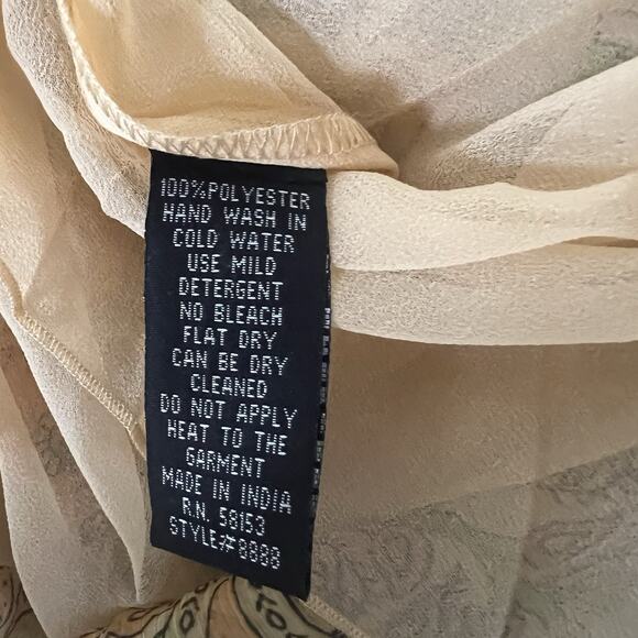 Chaudry KC Raga Fairy Whimsical Dress Sz Medium Asymmetrical Hem Peach Chiffon - Picture 15 of 15